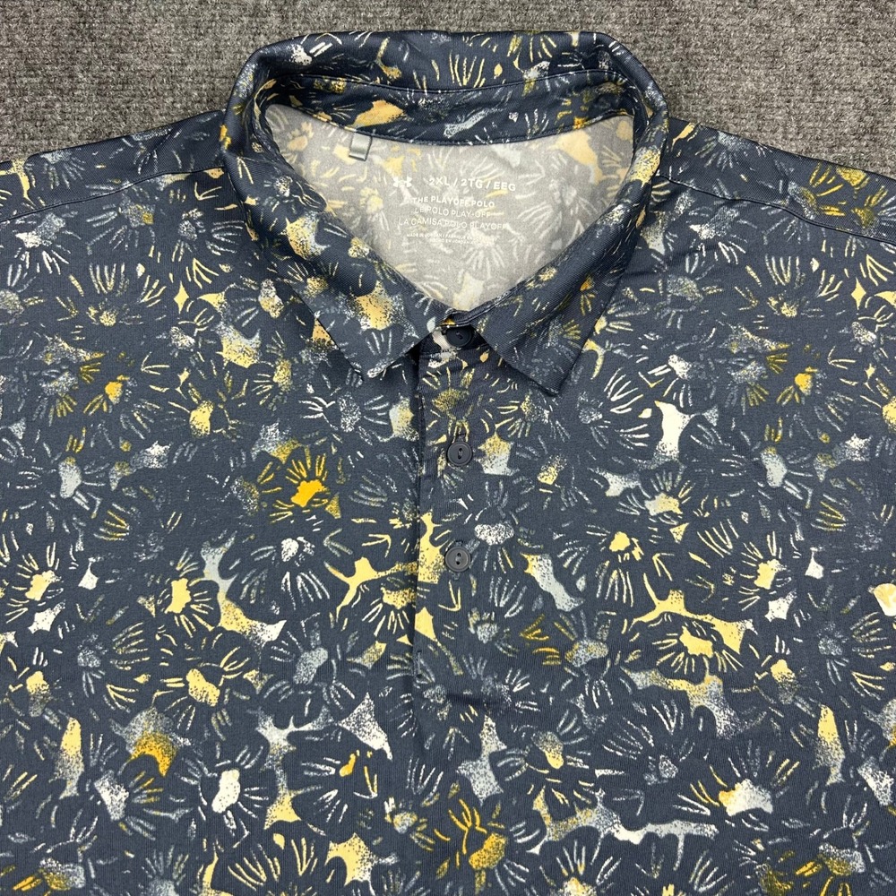 Under Armour Playoff Polo Shirt Mens 2XL Navy Floral Buck O'Neil Golf Classic